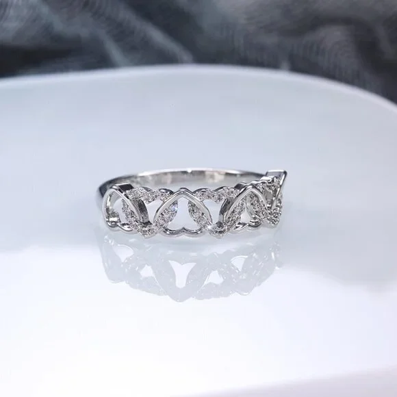 ✨ Lovely Anillos Hollow Many Heart Cross Sweet Zircon Rings for Women, PD085 - Picture 6 of 7